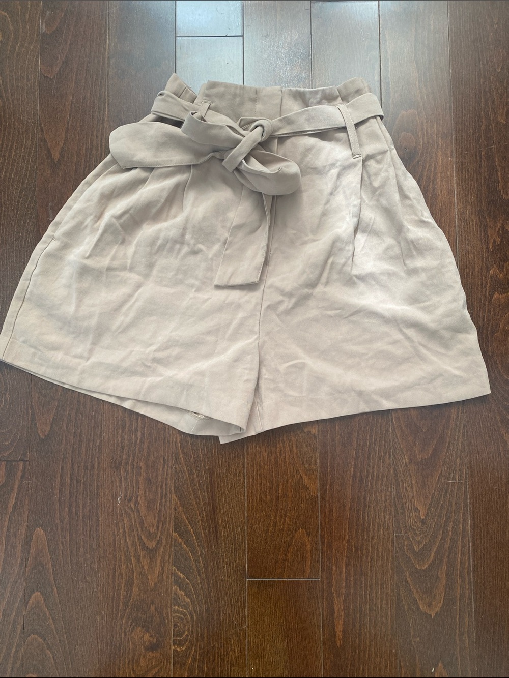 Dynamite High-Waist Paperbag Tie Shorts - Taupe